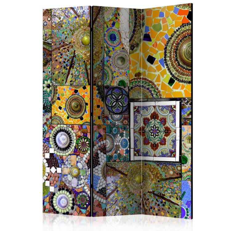 Room Divider Sunny Mosaic (3-piece) - composition in colorful ethnic background