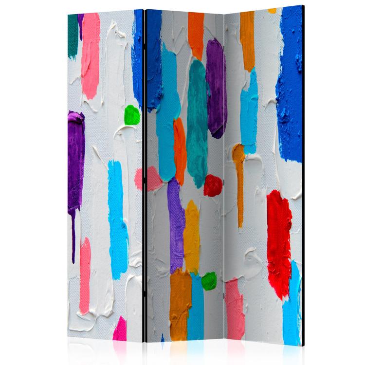 Room Divider Clash of Colors (3-piece) - gray background and multicolored paint splashes