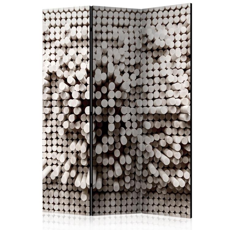 Room Divider White Fortress (3-piece) - mosaic in geometric circles in 3D form