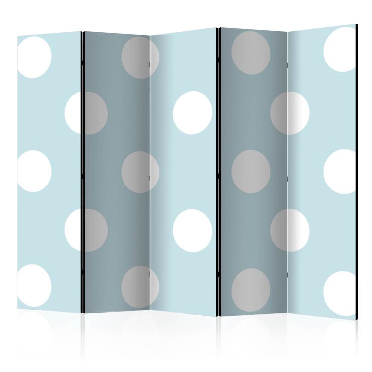 Room Divider Blue Sweetness II (5-piece) - composition in white dots
