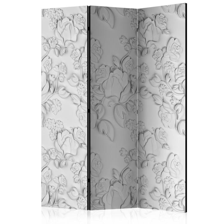 Room Divider White Ornament: Roses (3-piece) - composition with floral motif