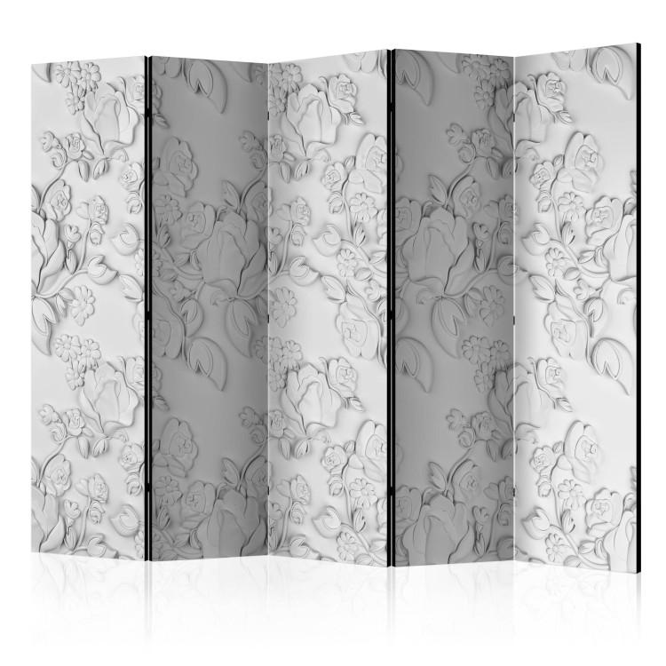 Room Divider White Ornament: Roses II (5-piece) - composition with floral motif