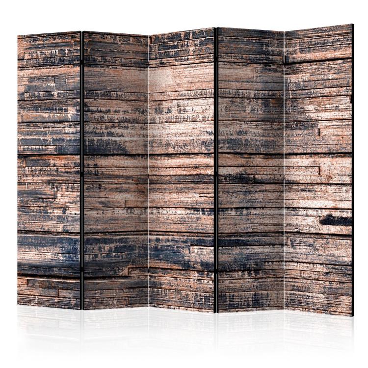 Room Divider Burnt Planks II (5-piece) - composition with texture of wood