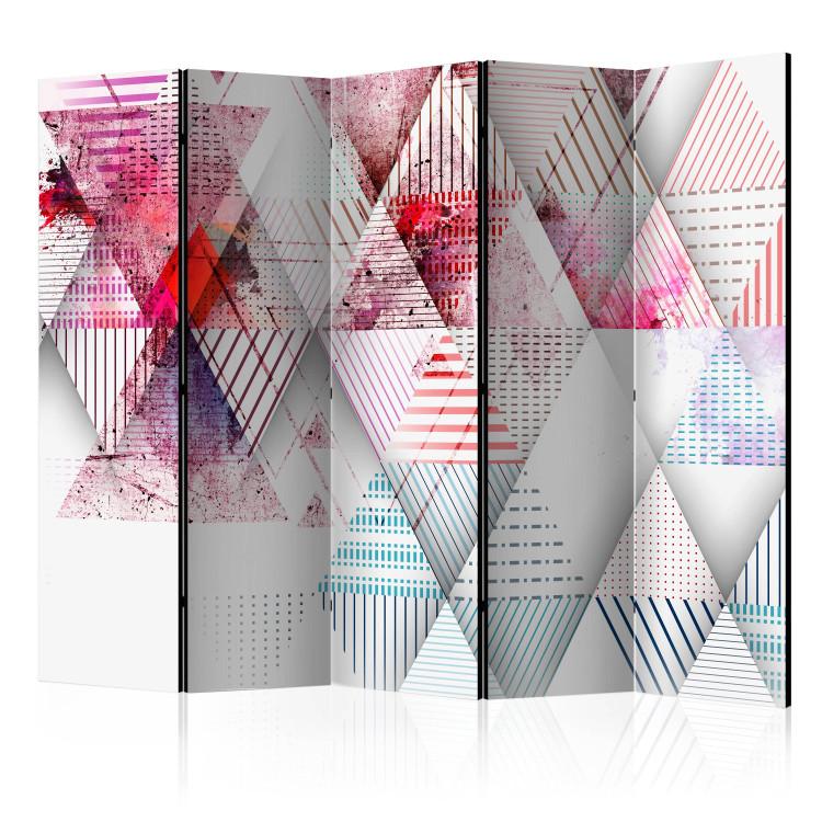 Room Divider World of Triangles II (5-piece) - geometric colorful abstraction