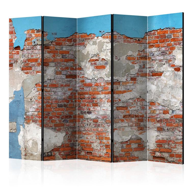 Room Divider Secrets of the Wall II - damaged blue wall with orange brick