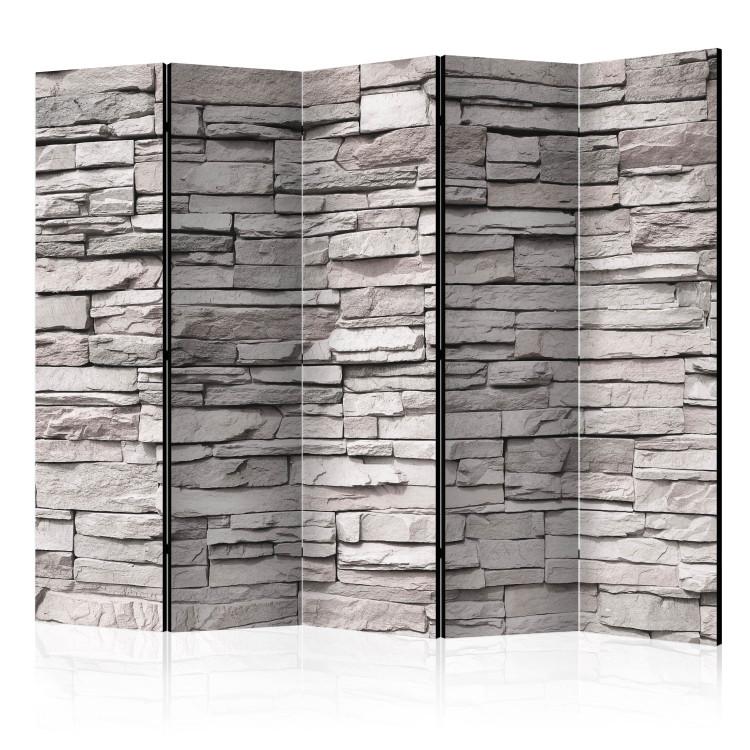 Room Divider Stone Elegance II - gray texture of stone brick on the wall