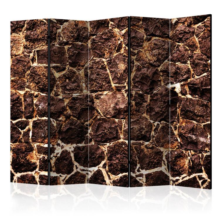 Room Divider Brown Cave II - texture simulating brown stone bricks
