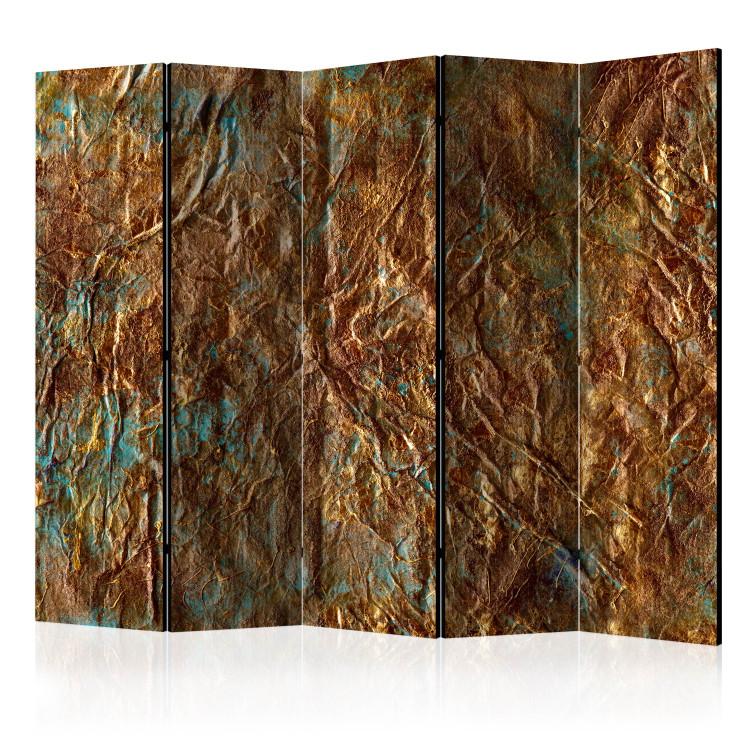 Room Divider Gold of Atlantis II - abstract brown texture on turquoise background