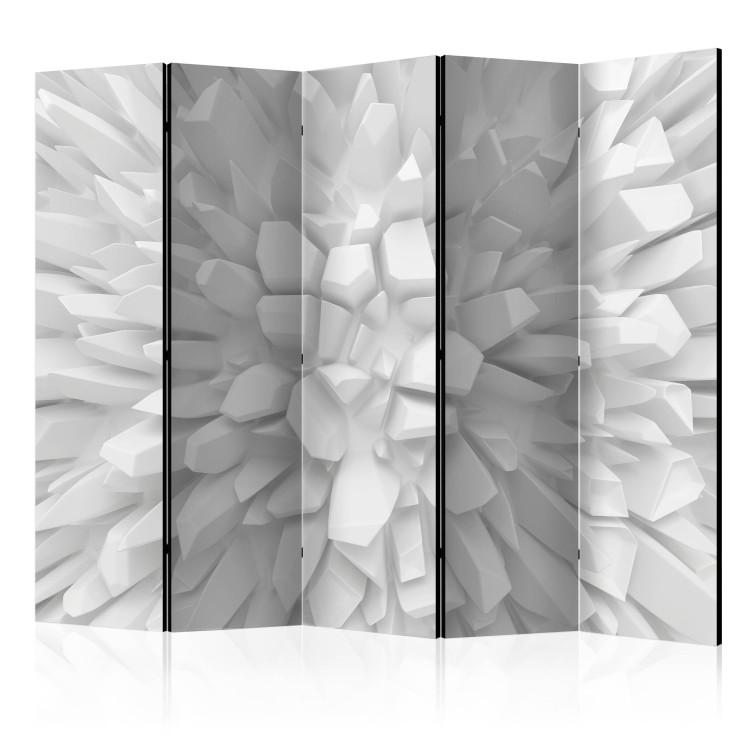 Room Divider White Dahlia II - uneven and white geometric figures with 3D imitation