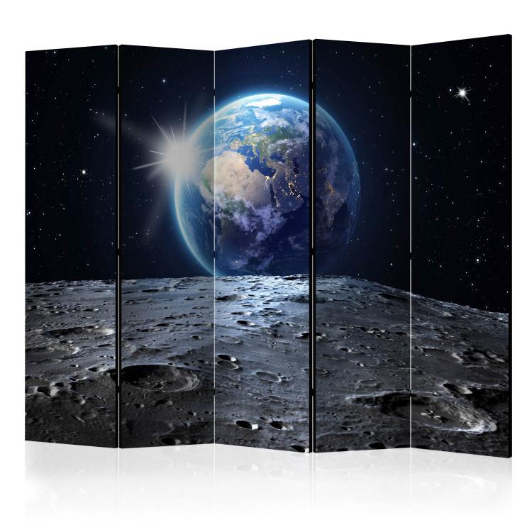 Room Divider View of the Blue Planet II - moon against the background of the world amidst stars