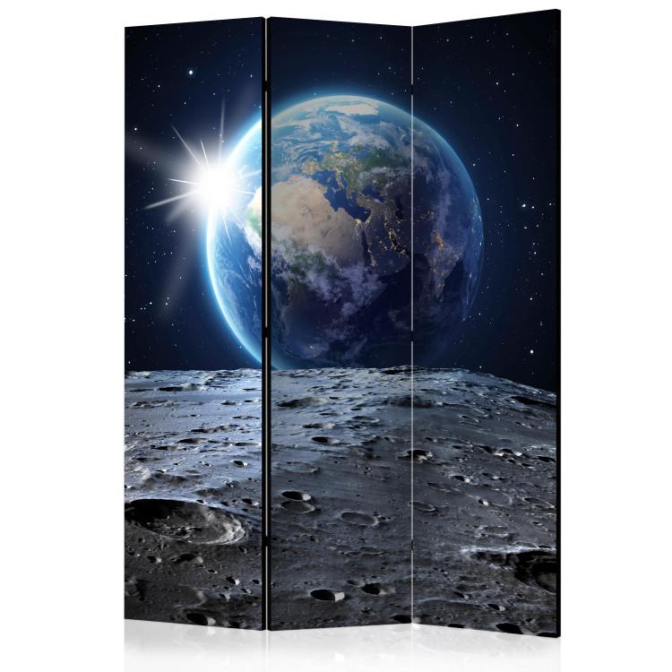 Room Divider View of the Blue Planet - cosmic landscape with moon against Earth backdrop