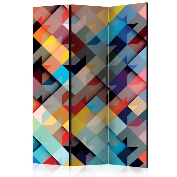 Room Divider Colorful Patchwork - abstract texture with pastel figures