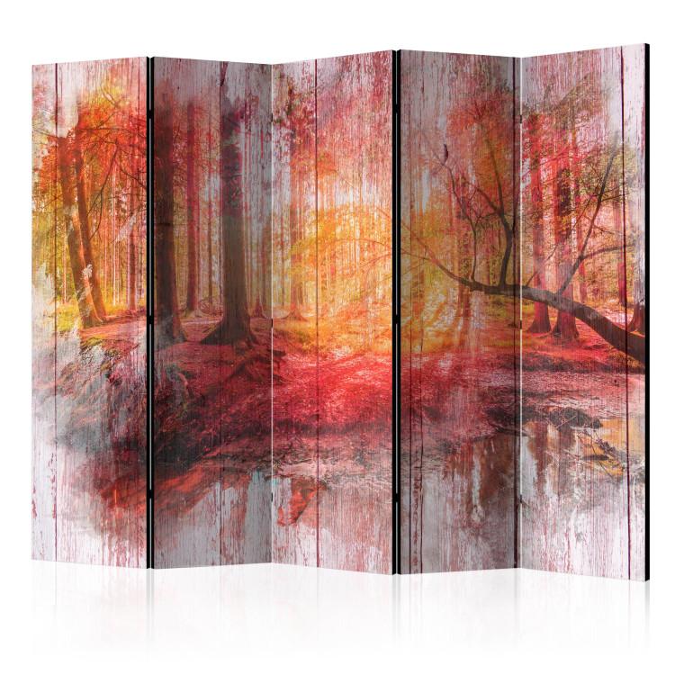 Room Divider Autumn Forest II - landscape of forest scenery among red trees