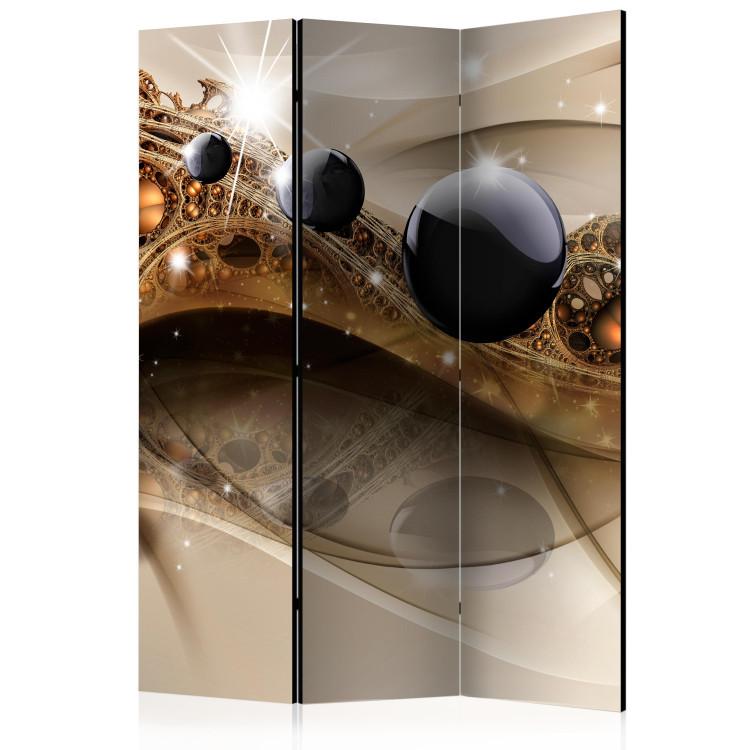 Room Divider Jewel of Expression - black pearls on luxurious background with illusion motif