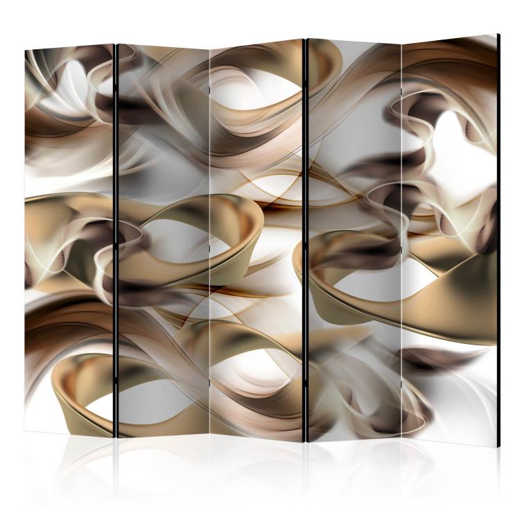 Room Divider Twisted World II - brown smoke in abstract motif on light background