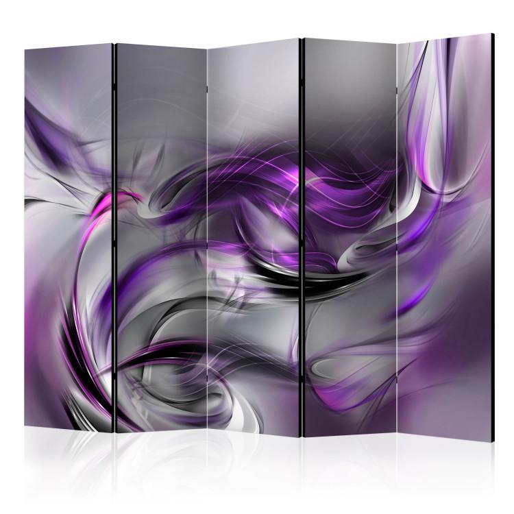 Room Divider Purple Swirls II II - romantic purple smoke on gray background
