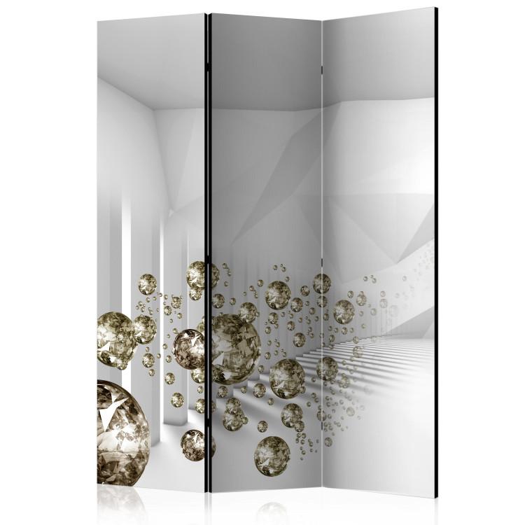 Room Divider Diamond Corridor - illusion of golden diamonds in white room