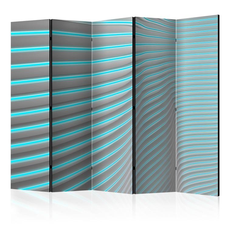 Room Divider Neon Blue II - abstract blue stripes in space