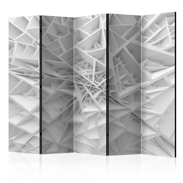 Room Divider White Cobweb II - abstract patterns of white geometric figures