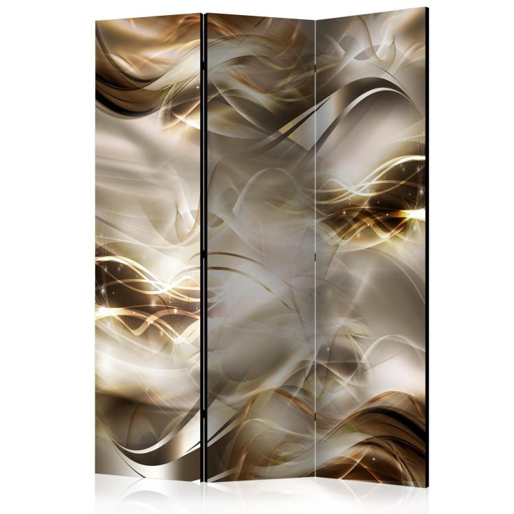 Room Divider Amber River - illusion of golden waves in abstract motif