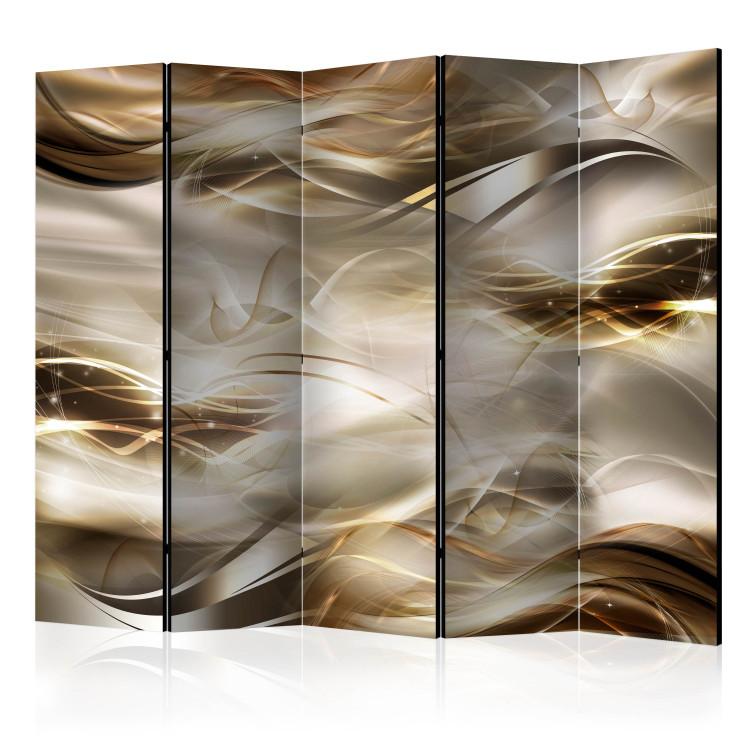 Room Divider Amber River II - illusion of golden waves in abstract motif