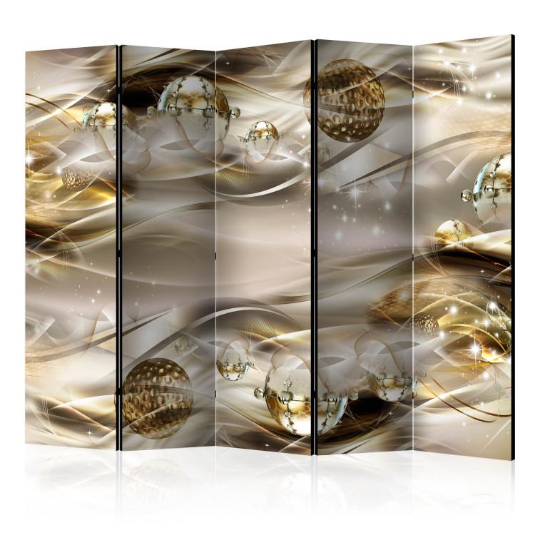 Room Divider Golden Nebula II - abstract and golden pattern with a slight 3D illusion