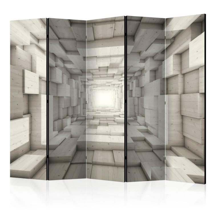 Room Divider Elevator II II - abstract tunnel with wooden geometric figures