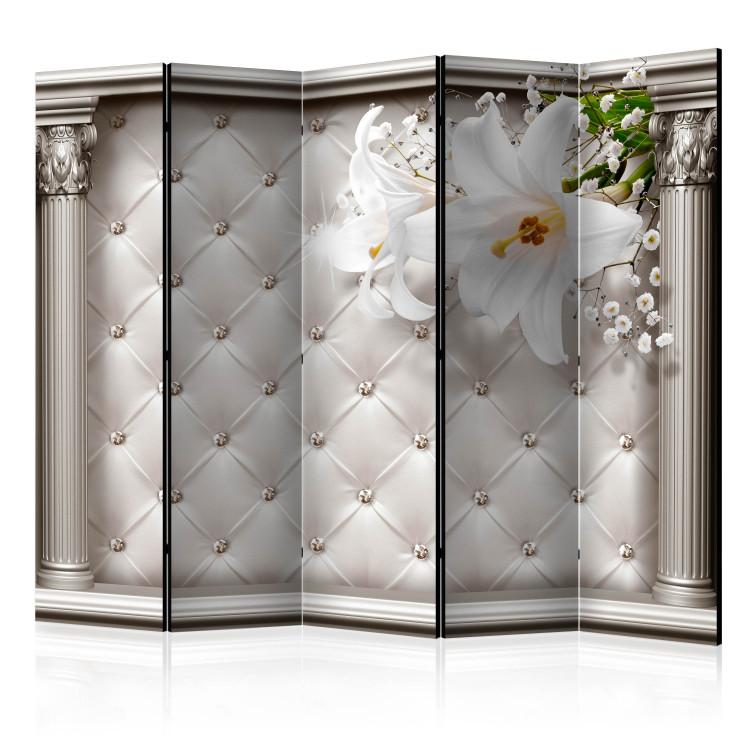 Room Divider Column Scene II - lilies and quilted texture between columns