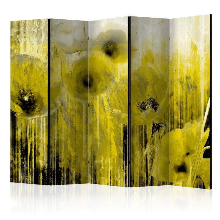Room Divider Yellow Frenzy II - artistic abstraction of yellow flowers in a meadow