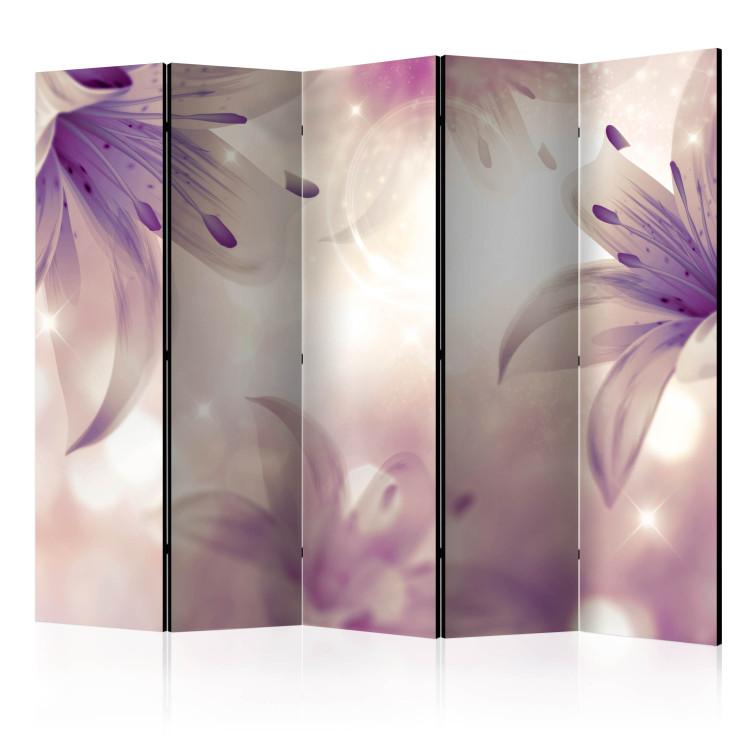 Room Divider Ballad of Delicacy II - purple lily flowers on a light background