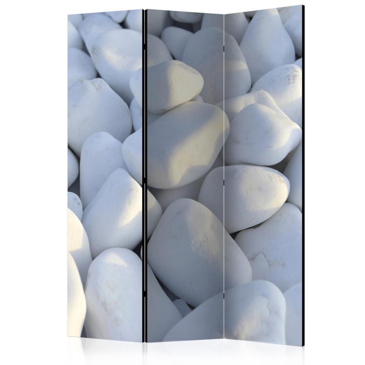 Room Divider White Pebbles - field of stones in light white color in a zen motif