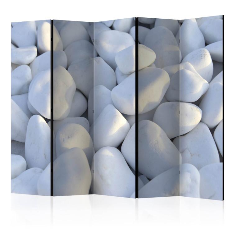 Room Divider White Pebbles II - field of stones in light white color in zen motif
