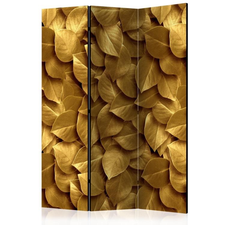 Room Divider Golden Leaves - luxurious plant composition created from golden leaves