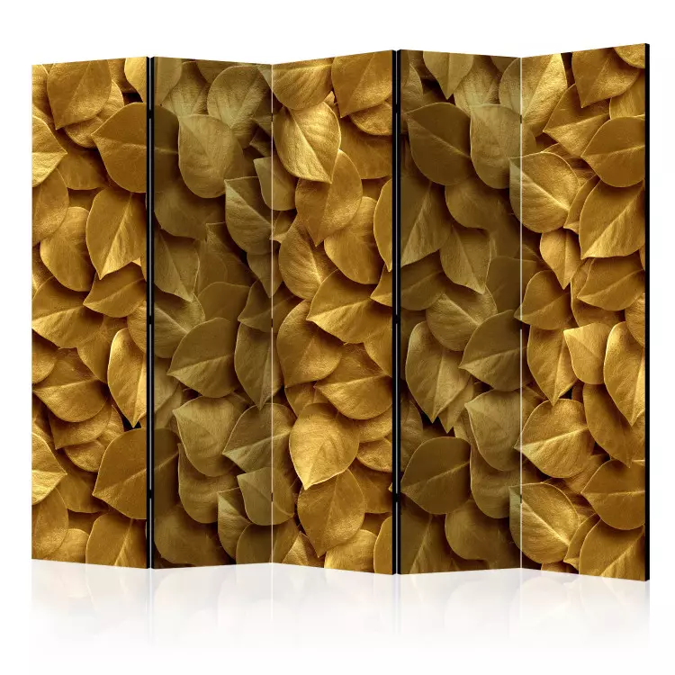 Room Divider Golden Leaves II - luxurious composition created from golden leaves