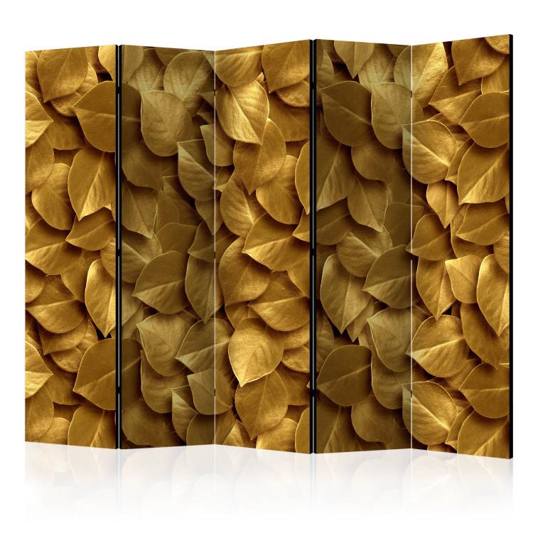 Room Divider Golden Leaves II - luxurious composition created from golden leaves