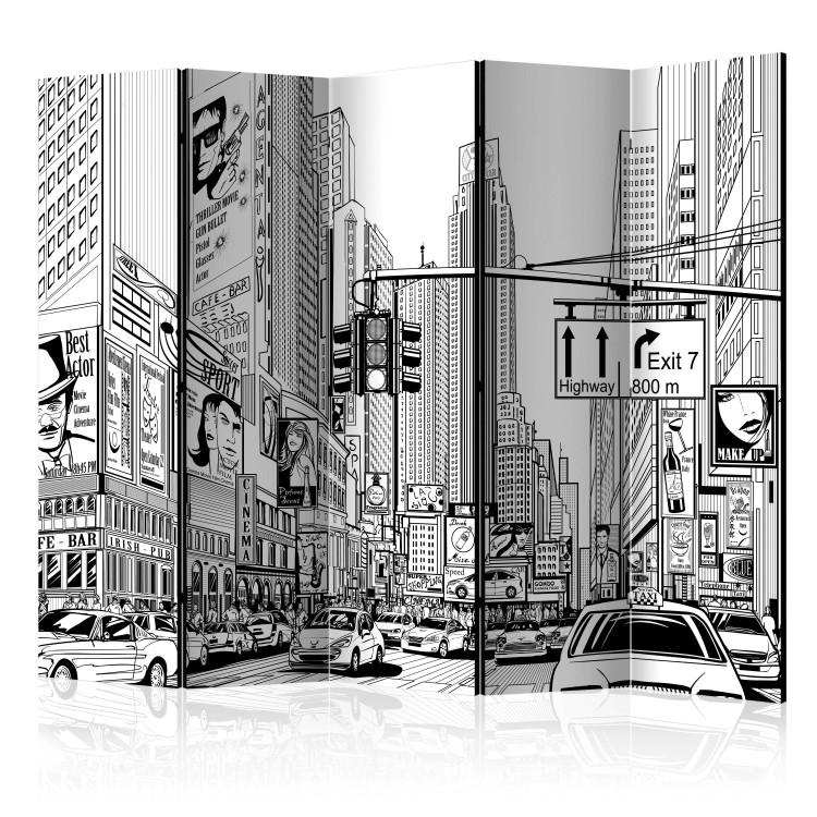 Room Divider On the Streets of New York II - city architecture in comic book style