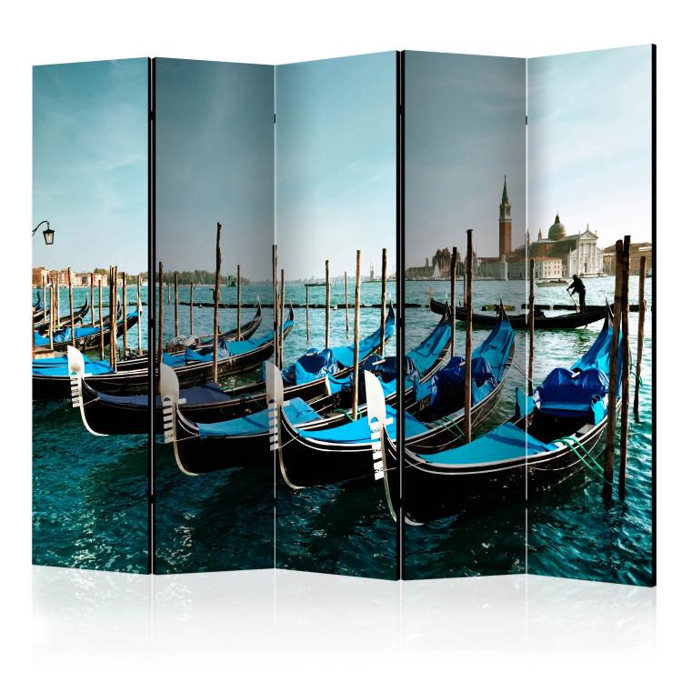 Room Divider Gondolas on the Grand Canal, Venice II - blue boats on the water