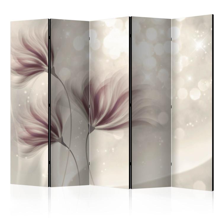 Room Divider Luminous Morning II - abstract flowers with a purple accent