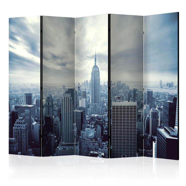 Room Divider Blue York II - panorama of skyscraper architecture in New York City