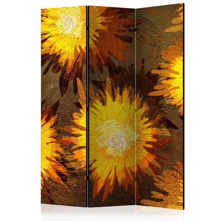 Room Divider Sunflower Dance - composition of yellow flowers on a contrasting background