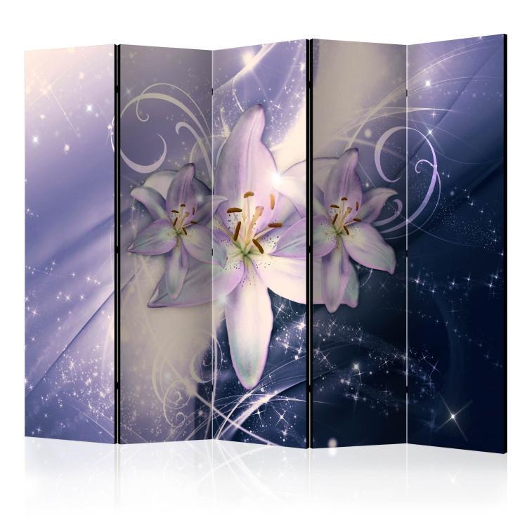 Room Divider Winter Galaxy II - lily flower on abstract purple background