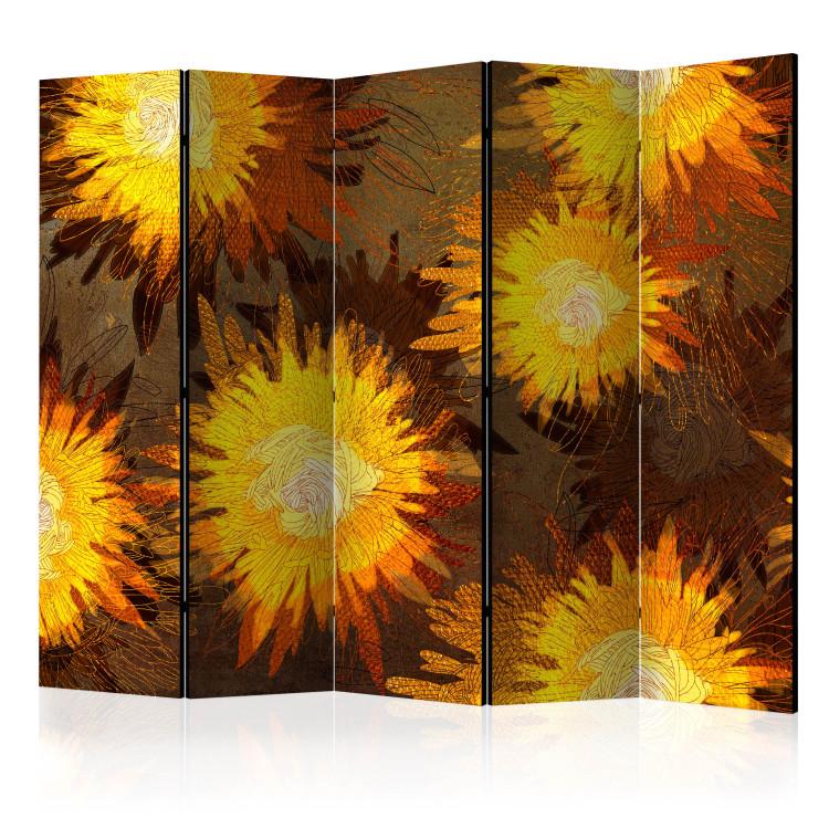 Room Divider Sunflower Dance II - sunflower flowers on a contrasting background