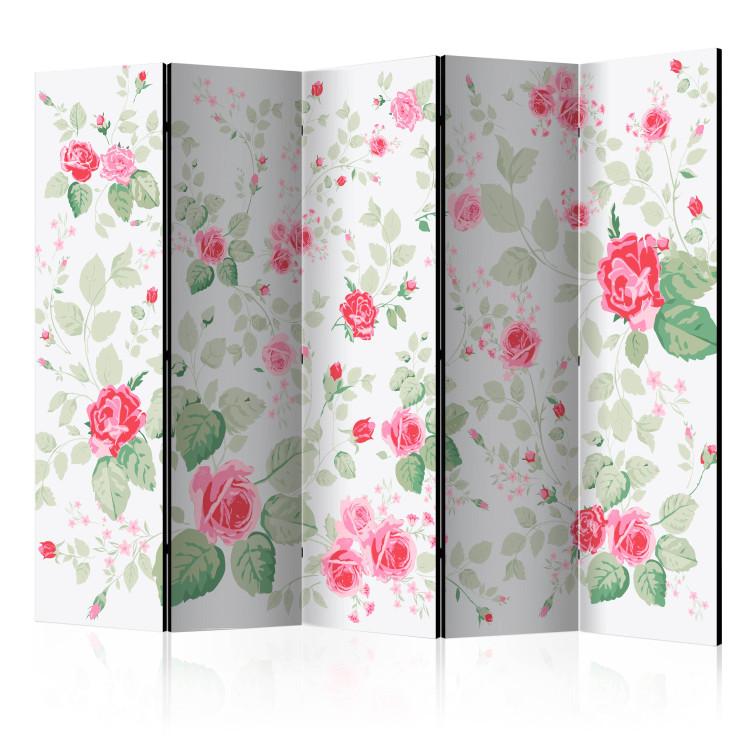 Room Divider Rosy Pleasures II - romantic pink flowers on a light background