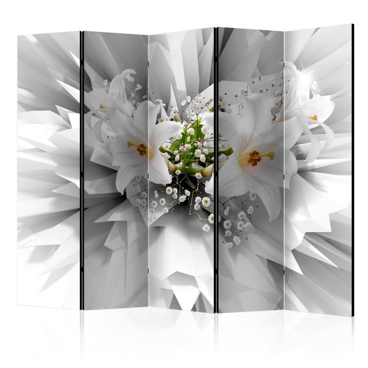 Room Divider Floral Explosion II - orchid flower on a white abstract background