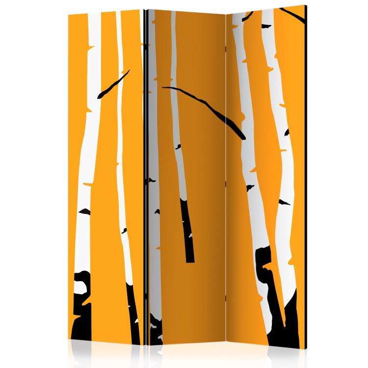 Room Divider Birches on the Orange Background - birch trees on a yellow background