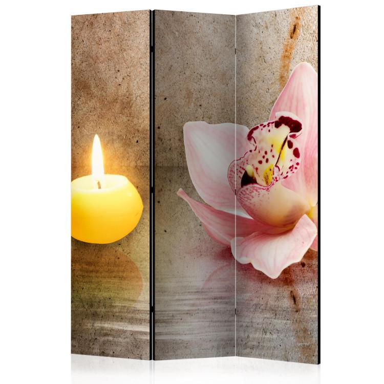 Room Divider Romantic Evening - orchid flower next to a candle in a zen motif