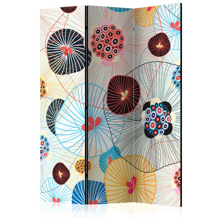 Room Divider Summer Breeze - colorful lines and circles amidst abstract shapes