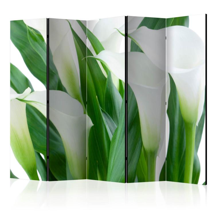 Room Divider Bouquet - Callas II - landscape of white flowers amidst green leaves