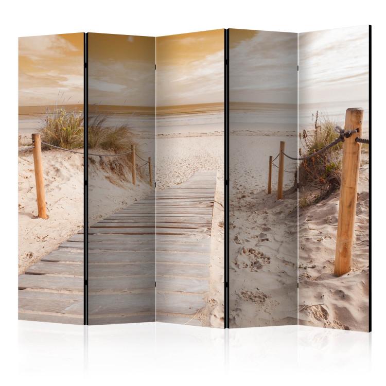 Room Divider On the Beach - Sepia II - seascape of sand by the sea in sepia tones