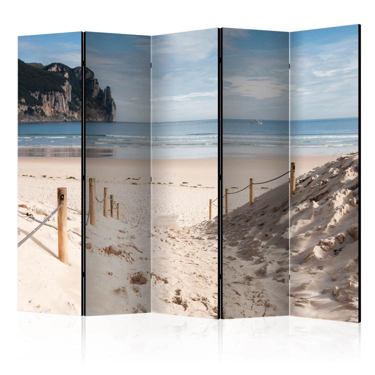 Room Divider Sweltering July II - summer beach and sea landscape against high cliffs